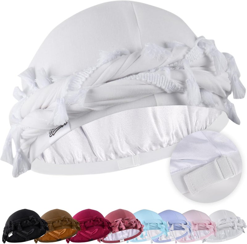 Babalet Store طرحة هالو للرجال والنساء مبطنة ساتان غطاء رأس دوراج قبعة جمجمة مسبقة الربط مع خيوط ضفيرة قبعة عتيقة ملتوية - Image 1